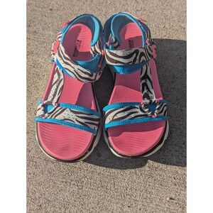 Skechers Sandals Zebra Print Adjustable Straps Cushioned Footbed Size 8.5